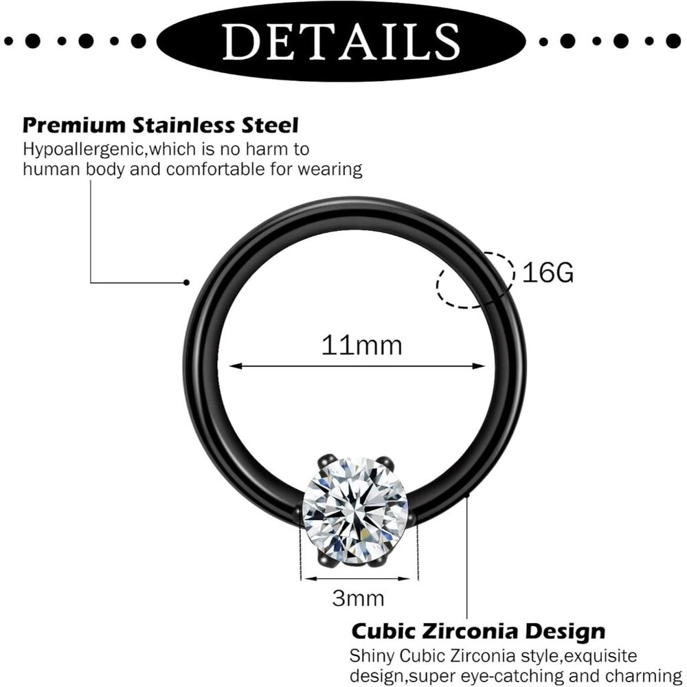 20-30 Pcs Septum Rings 16G Septum Jewelry - Surgical Steel Piercings Horseshoe H - Picture 2 of 7